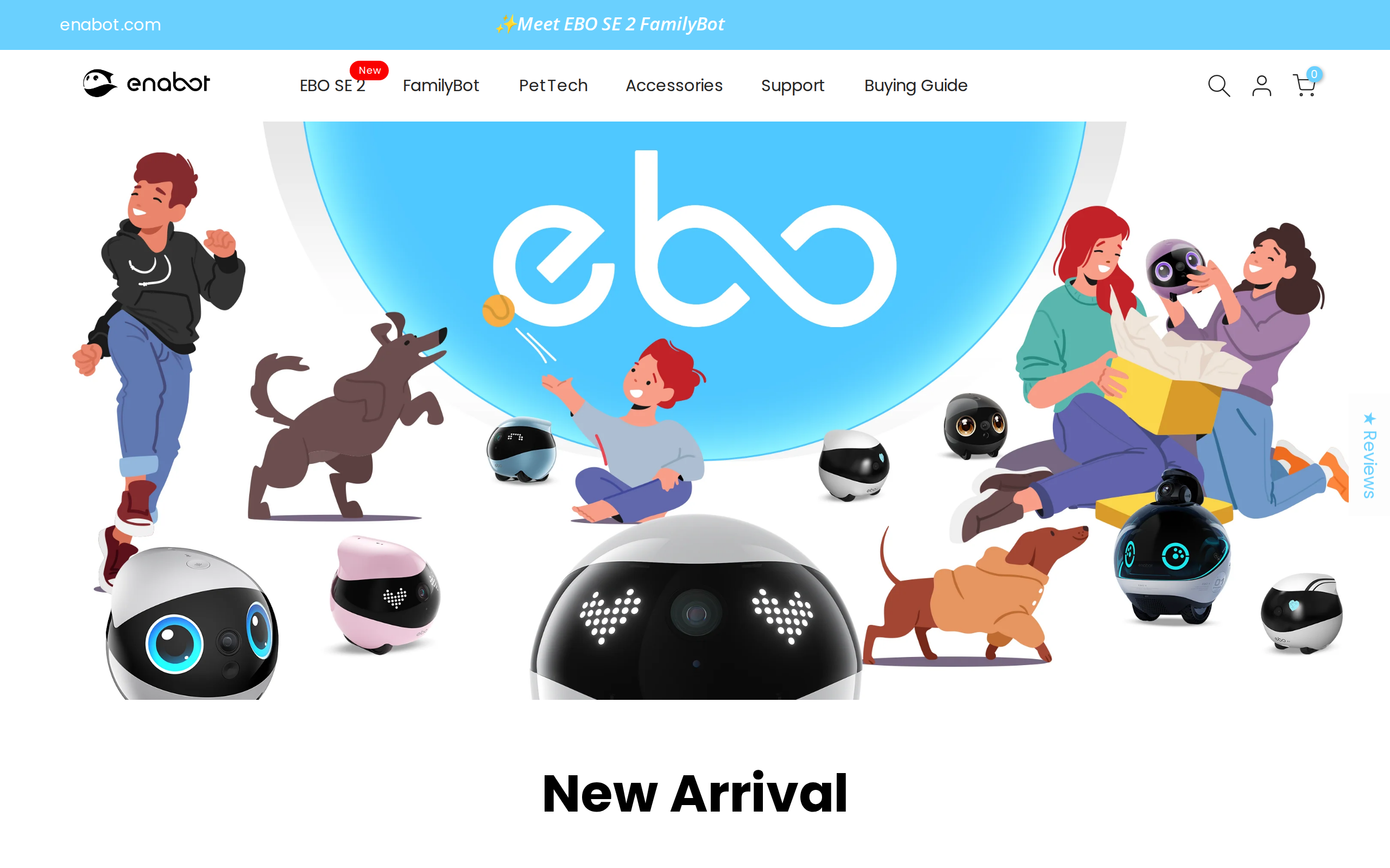 The maker's FamilyBot collection page with the EBO range listed