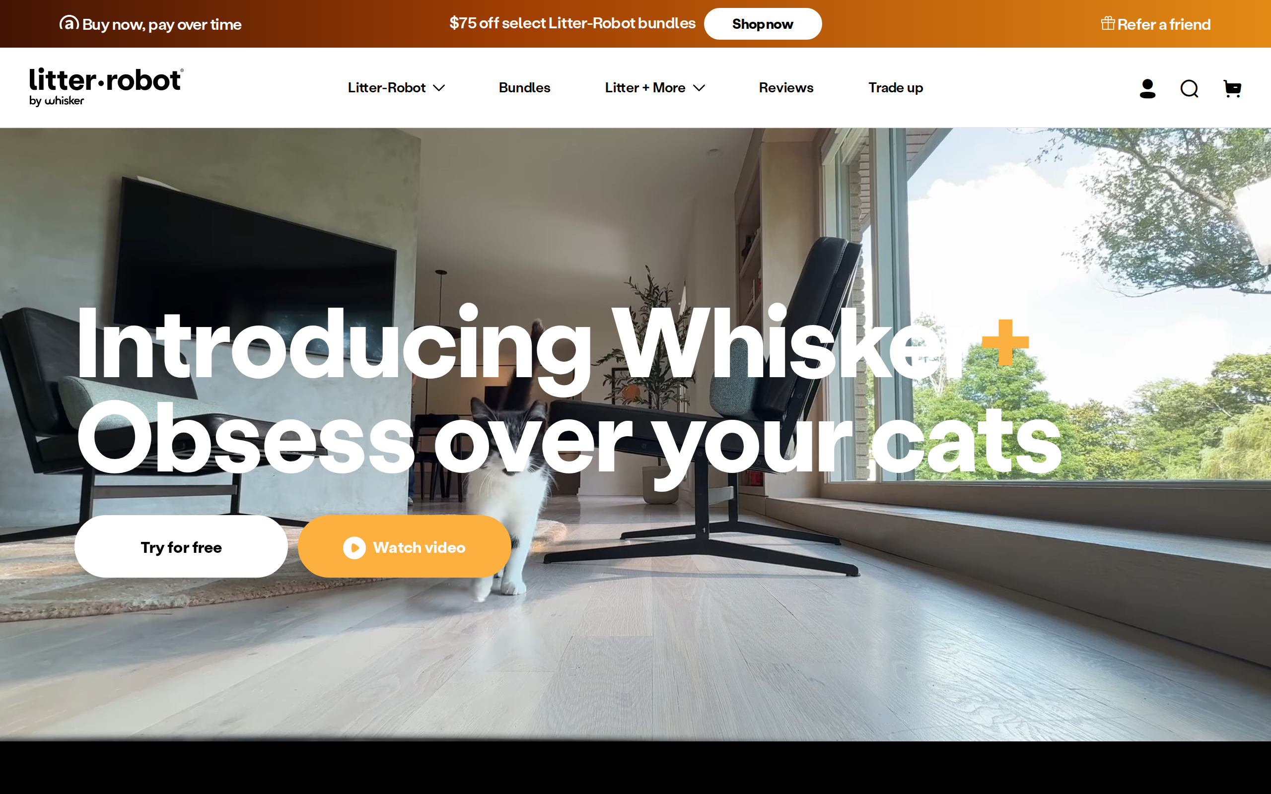 The Whisker+ membership page with its free trial offer