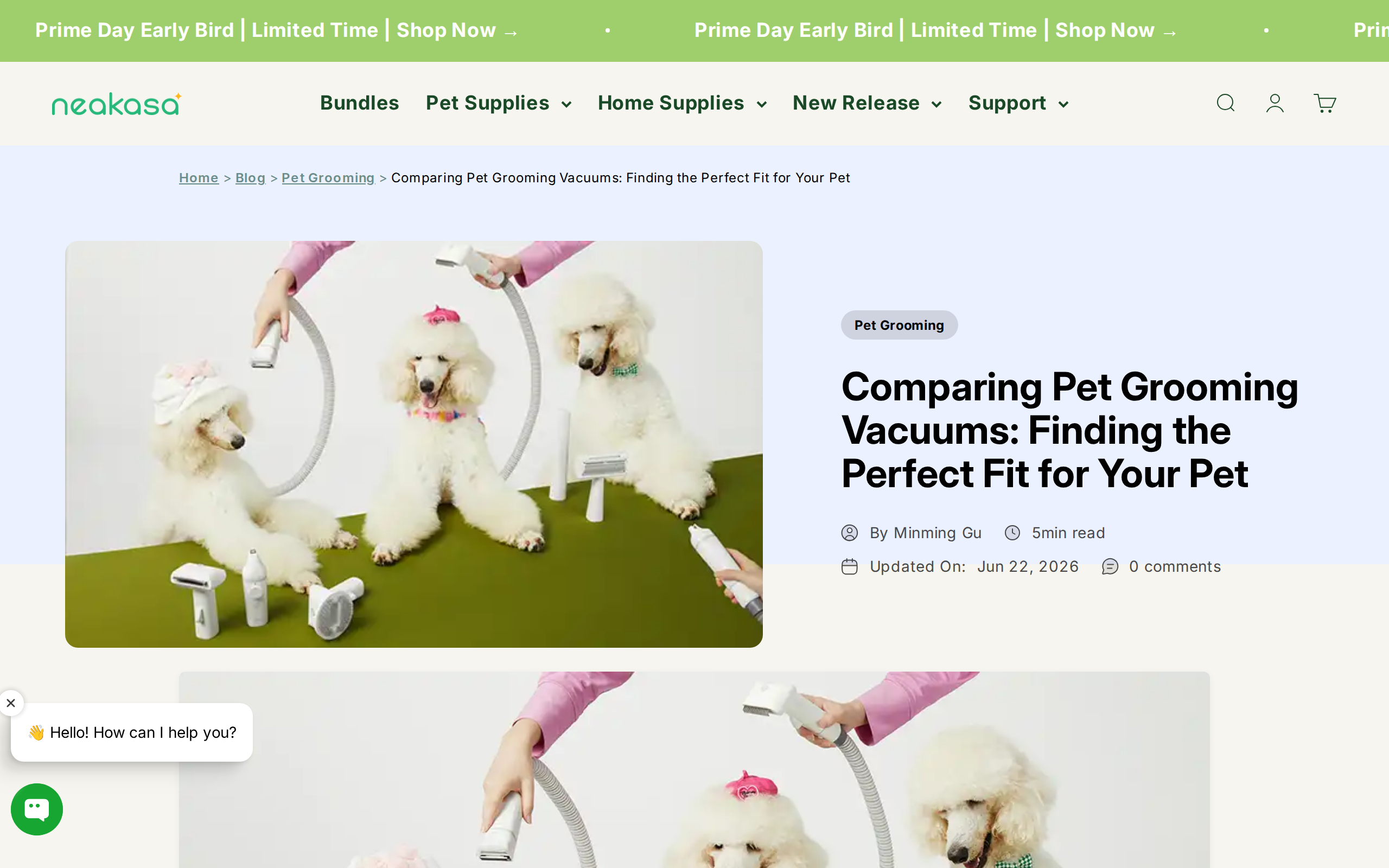 Neakasa blog post comparing pet grooming vacuums