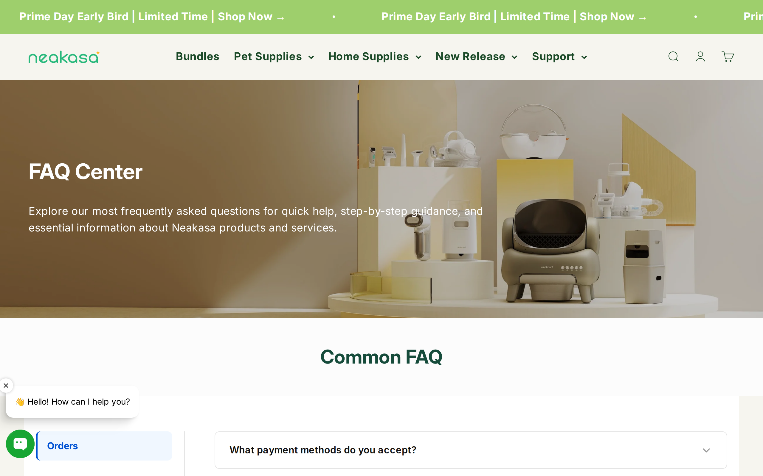 Neakasa FAQ page