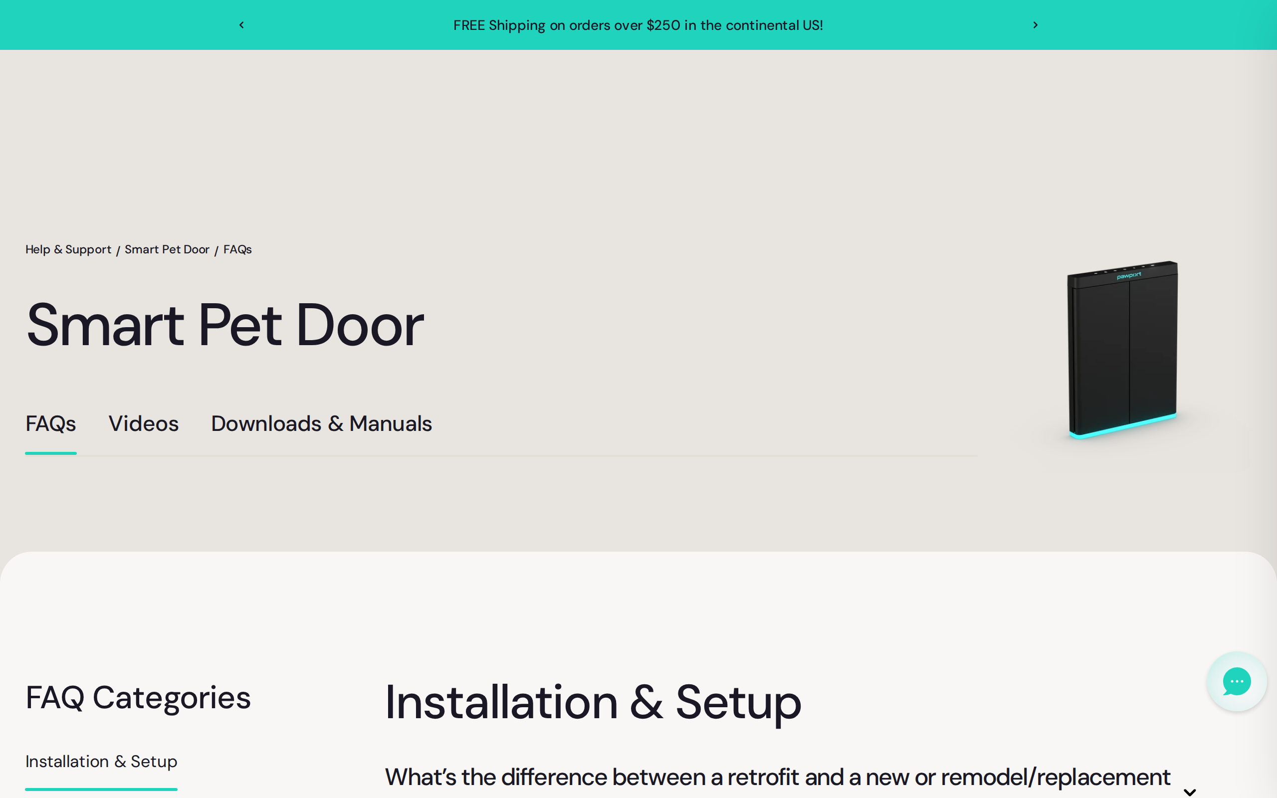 Pawport FAQ page for the Smart Pet Door