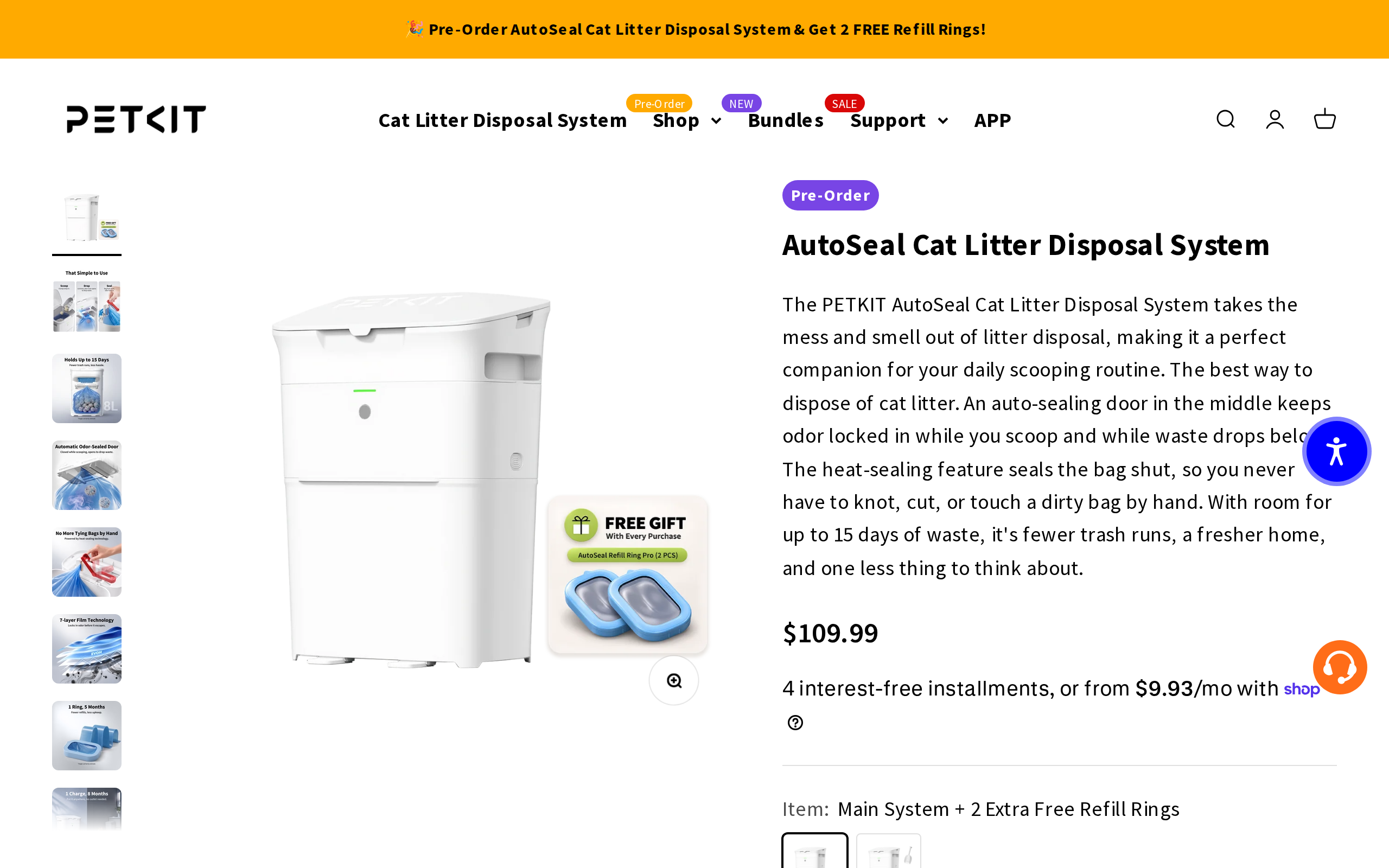 Petkit AutoSeal Cat Litter Disposal System product page
