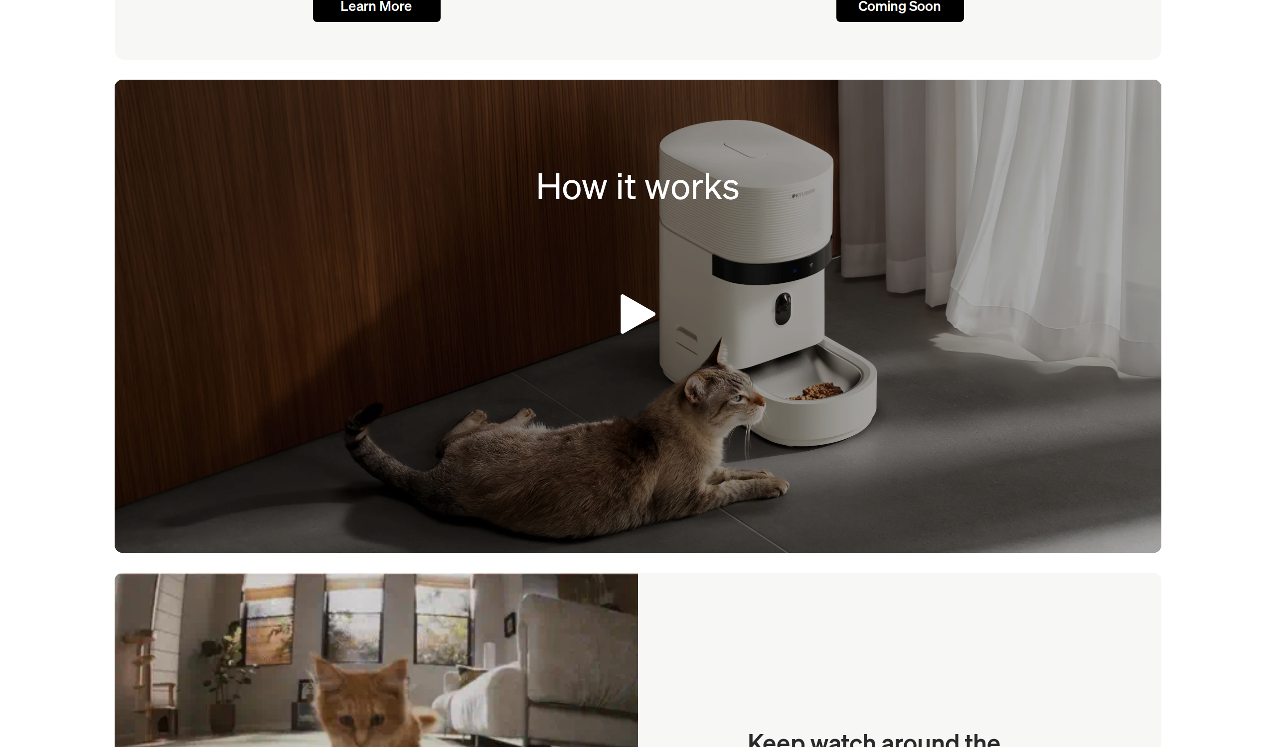 How it works video section of the Granary 2 Vision page showing a cat beside the feeder
