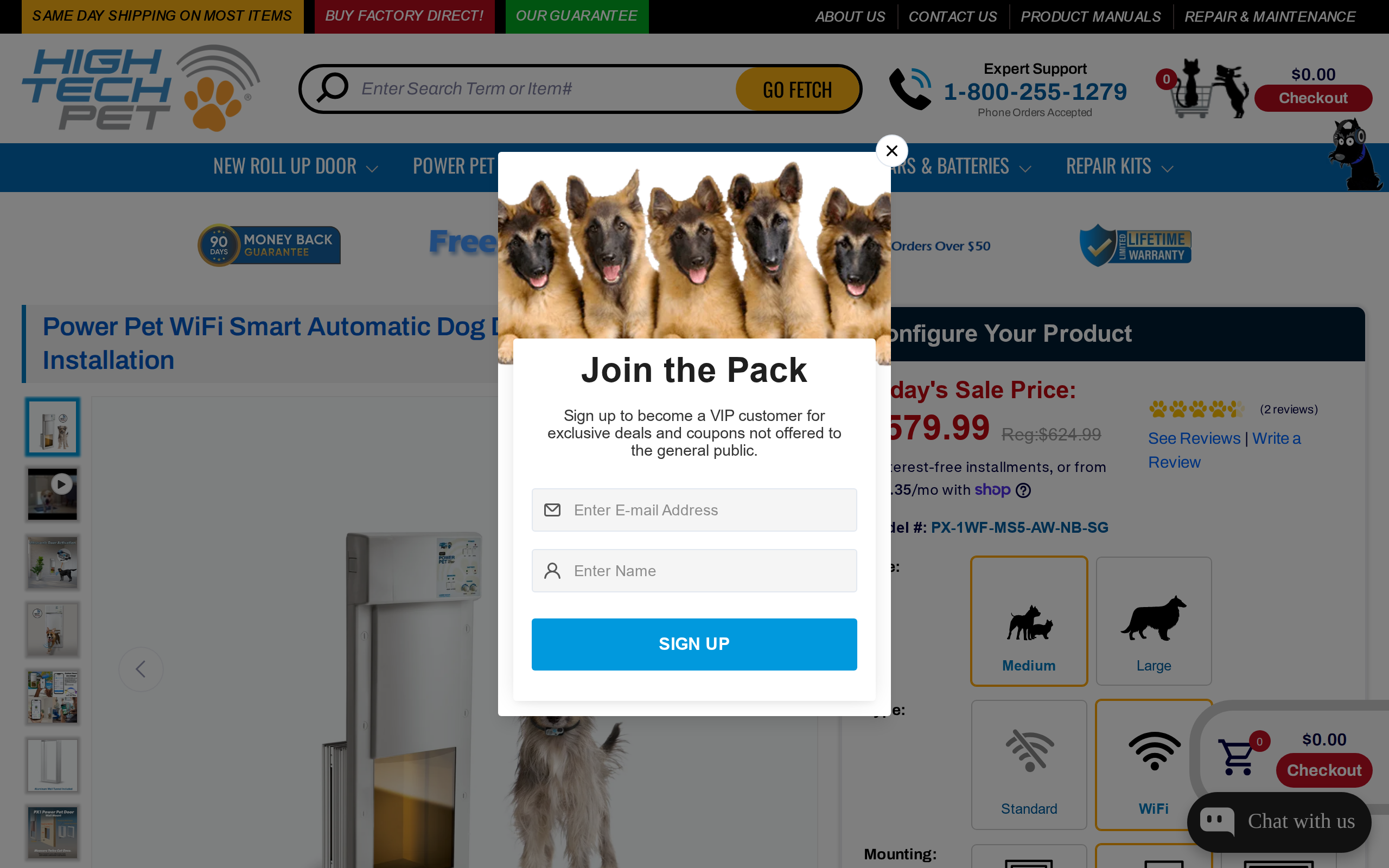 Power Pet WiFi Smart Automatic Dog Door, Medium, Wall Installation listing with a price of $579.99