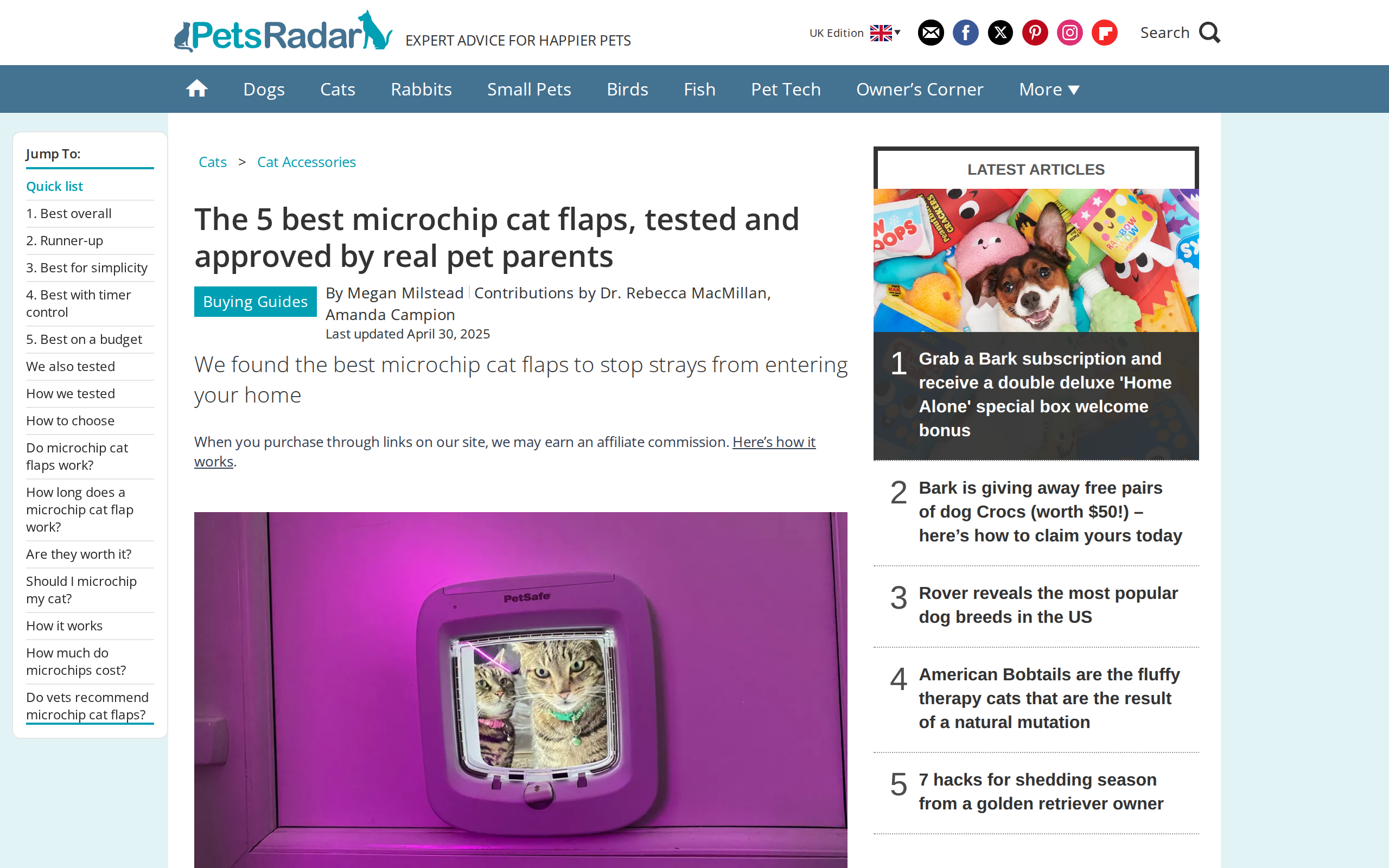 PetsRadar's buying guide to the best microchip cat flaps