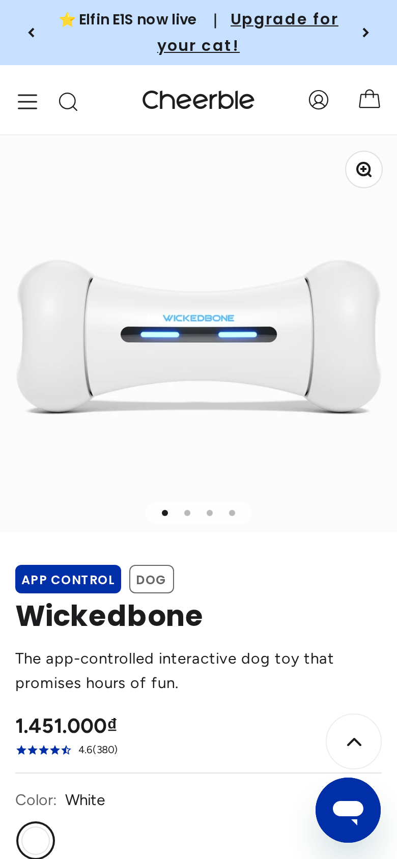 The Wickedbone page on a phone, showing the product image above its title